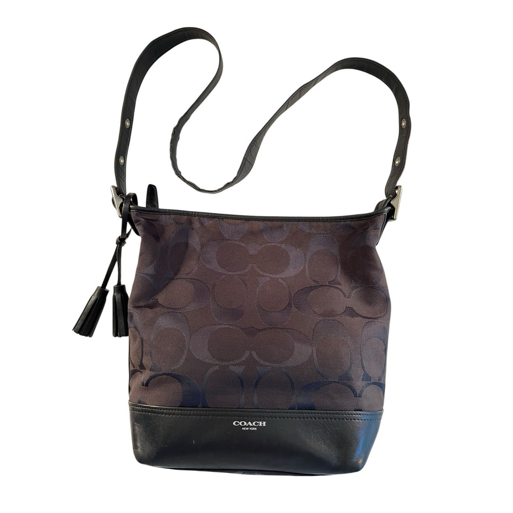 Coach Signature Legacy Leather Canvas 21149 Classic Preppy Black Bag Purse